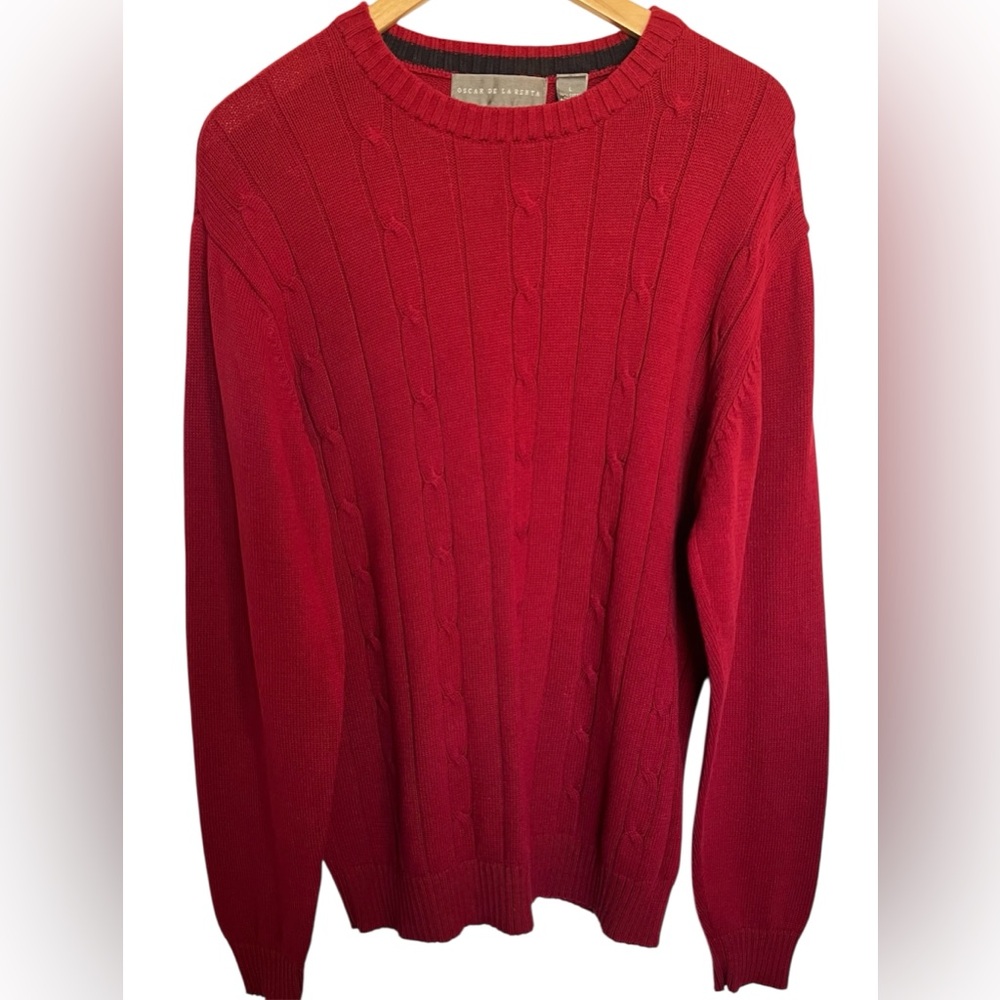 Oscar de la Renta Vibrant Red Crewneck Sweater